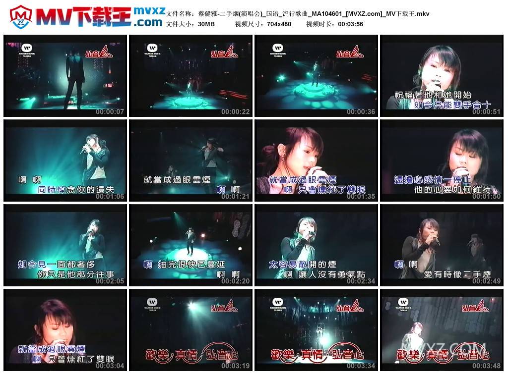 蔡健雅-二手烟(演唱会)_国语_流行歌曲_MA104601
